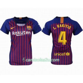 Camisolas de Futebol FC Barcelona RAKITIC 4 Mulher Equipamento Principal 2018/19 Manga Curta